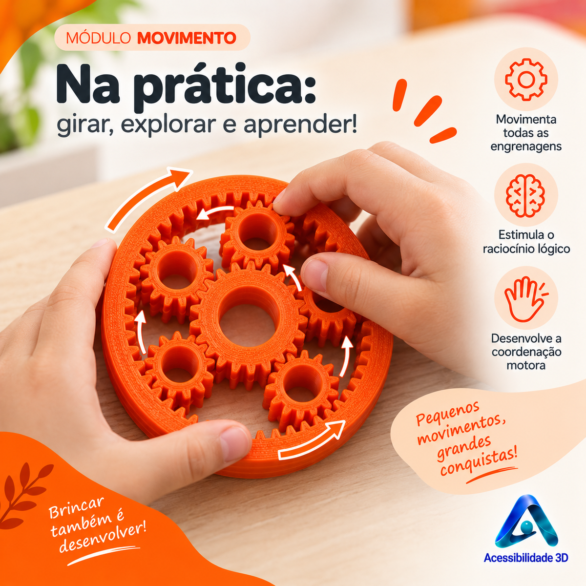 Roda de Engrenagens Tátil Sensorial