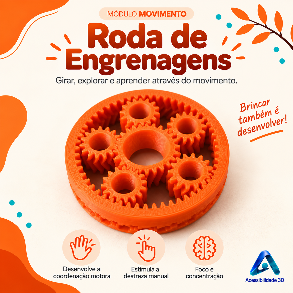 Roda de Engrenagens Tátil Sensorial