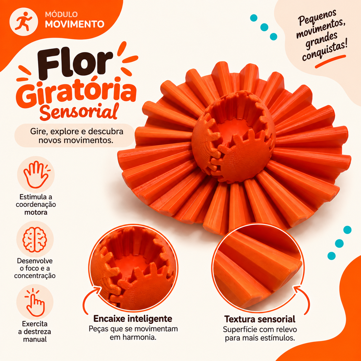 Flor Giratória Sensorial Tátil
