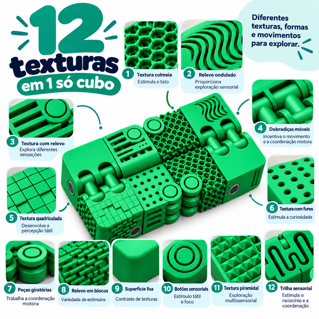 Cubo Infinito Sensorial Multi Texturas